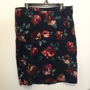 Merona skirt womens size 16 navy‎ floral